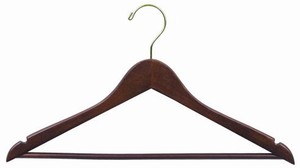 wooden walnut and brass suit hanger