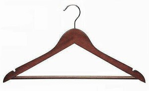 walnut and chrome suit hanger with bar